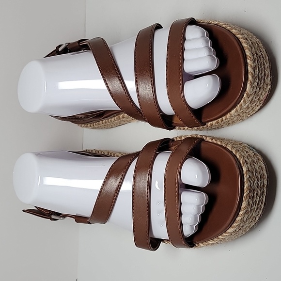 Naturalizer Peridot Espadrille Platform Sandal Shoe Straps Brown Faux‎ Leather 9 - Picture 2 of 16